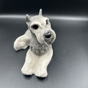 VTG 1989 Animal Classics Schnauzer Resin Figurine 8x5x5 Gray Dog Statue USA
